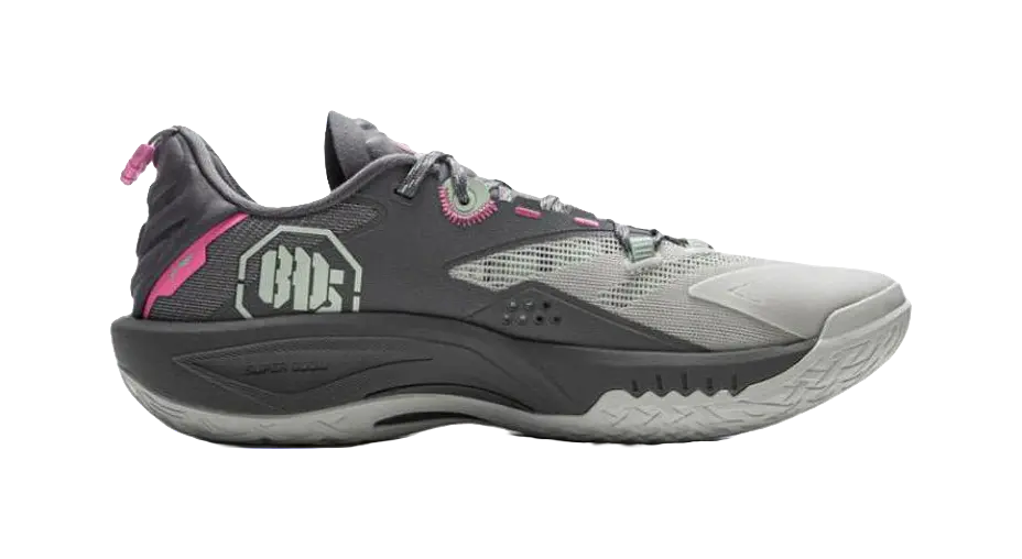 LiNing Wear-Resistant Support Rebound Grip Low-Top Outdoor Performance Basketball Shoes Mens Gray Cyan Pink - Image 2