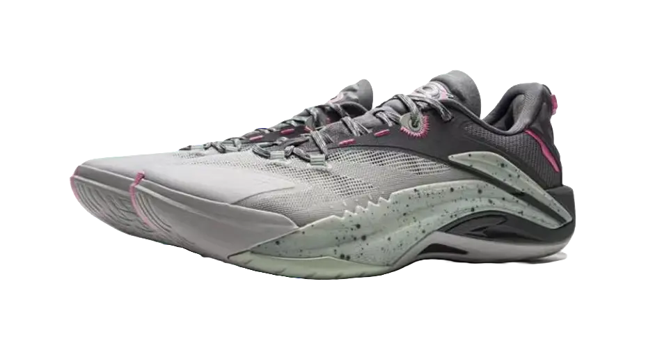 LiNing Wear-Resistant Support Rebound Grip Low-Top Outdoor Performance Basketball Shoes Mens Gray Cyan Pink - Image 3