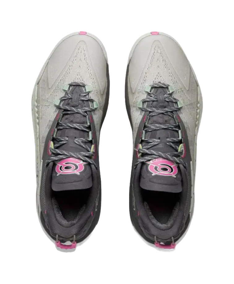 LiNing Wear-Resistant Support Rebound Grip Low-Top Outdoor Performance Basketball Shoes Mens Gray Cyan Pink - Image 4