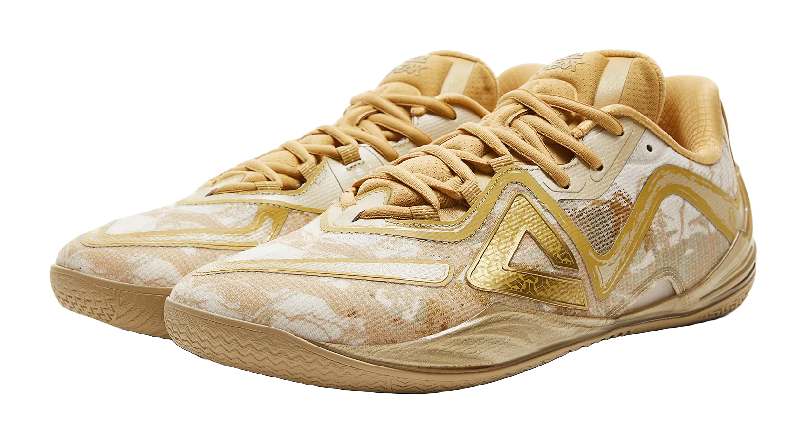 PEAK Men's Low-Top Basketball Shoes: Cushioning, Slip-Resistant, Rebound - Yellow Brown Gold - Image 4