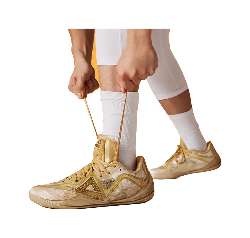 PEAK Men's Low-Top Basketball Shoes: Cushioning, Slip-Resistant, Rebound - Yellow Brown Gold - Image 8