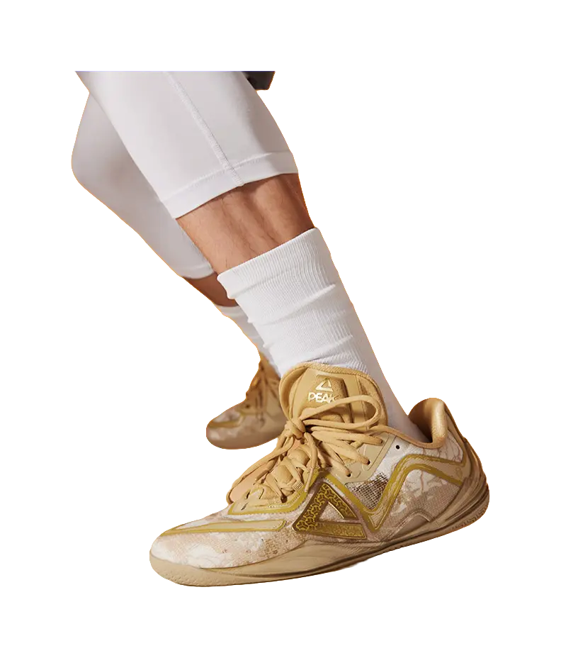 PEAK Men's Low-Top Basketball Shoes: Cushioning, Slip-Resistant, Rebound - Yellow Brown Gold - Image 9
