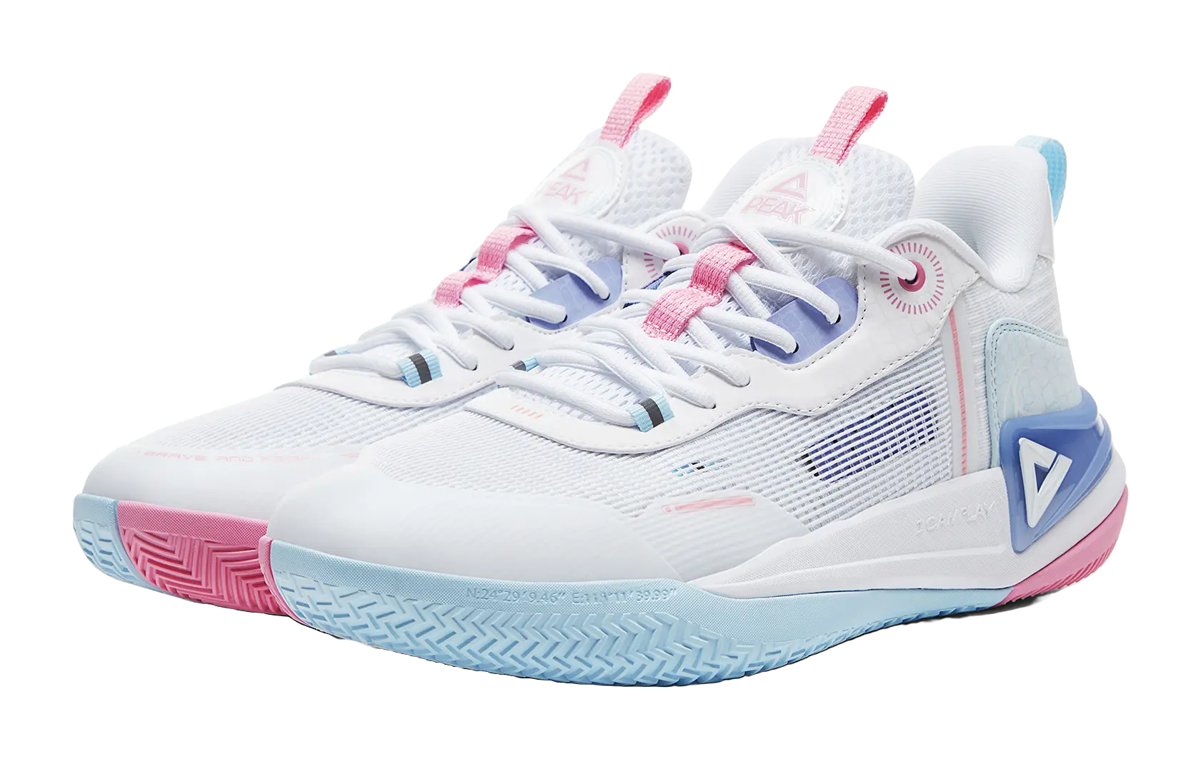 PEAK Hero 2 Basketball Shoes Mens Low top All White Fine Blue - Image 3