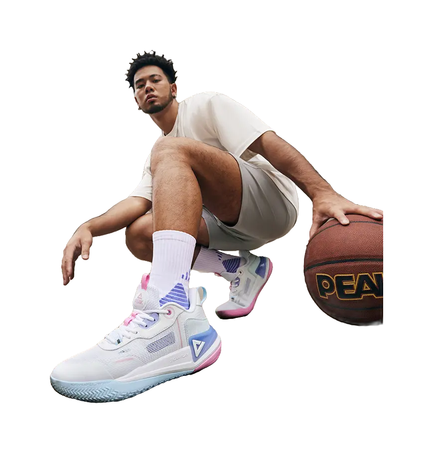 PEAK Hero 2 Basketball Shoes Mens Low top All White Fine Blue - Image 7