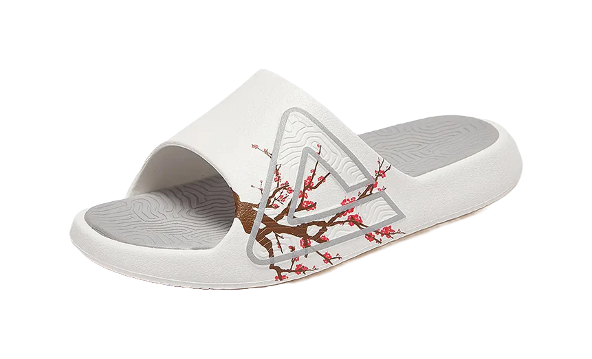 PEAK State Pole Classic Drag Quiet Slip Resistant Unisex Slide Slippers Ivory/Gray - Image 2