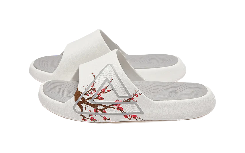 PEAK State Pole Classic Drag Quiet Slip Resistant Unisex Slide Slippers Ivory/Gray - Image 3