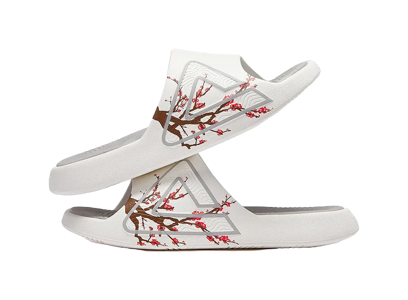 PEAK State Pole Classic Drag Quiet Slip Resistant Unisex Slide Slippers Ivory/Gray - Image 4