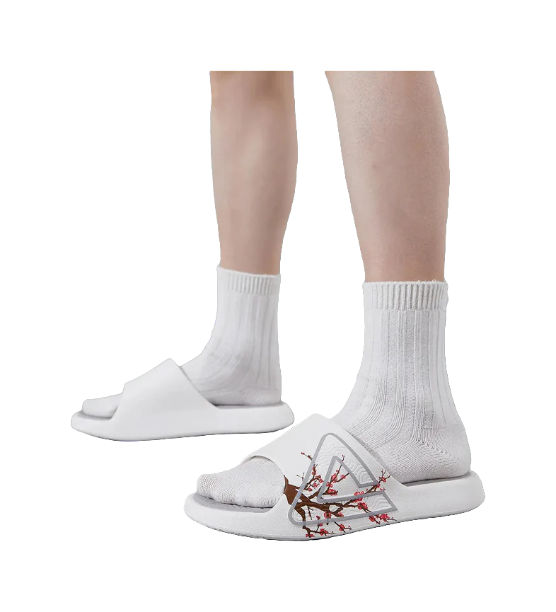 PEAK State Pole Classic Drag Quiet Slip Resistant Unisex Slide Slippers Ivory/Gray - Image 5