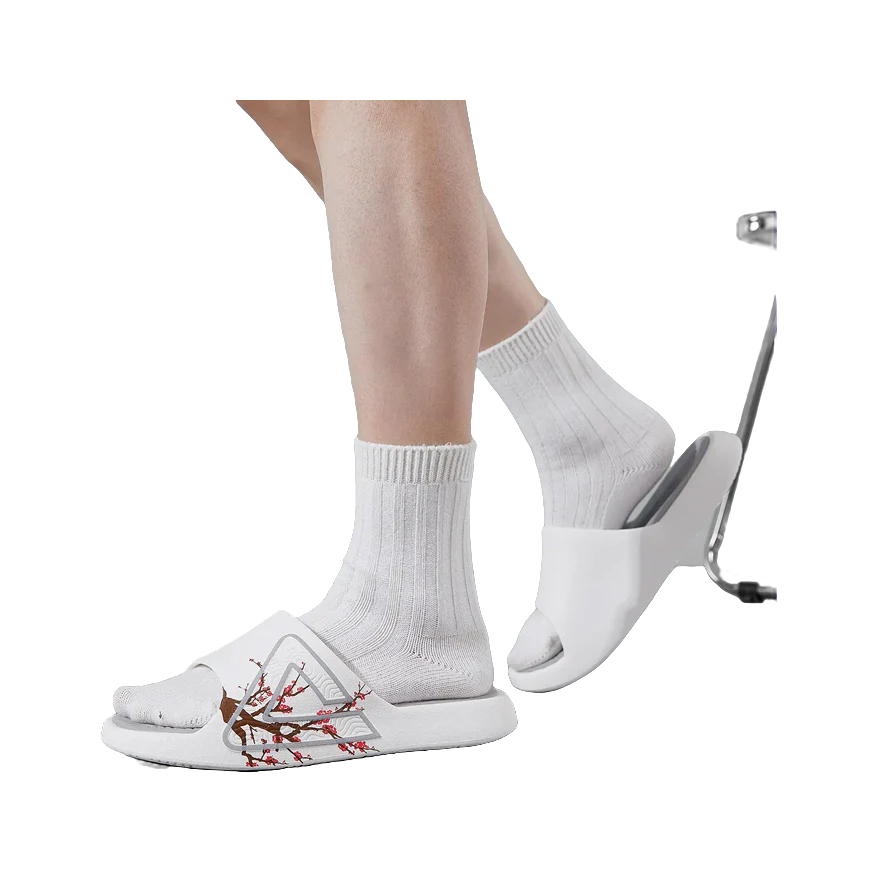 PEAK State Pole Classic Drag Quiet Slip Resistant Unisex Slide Slippers Ivory/Gray - Image 6