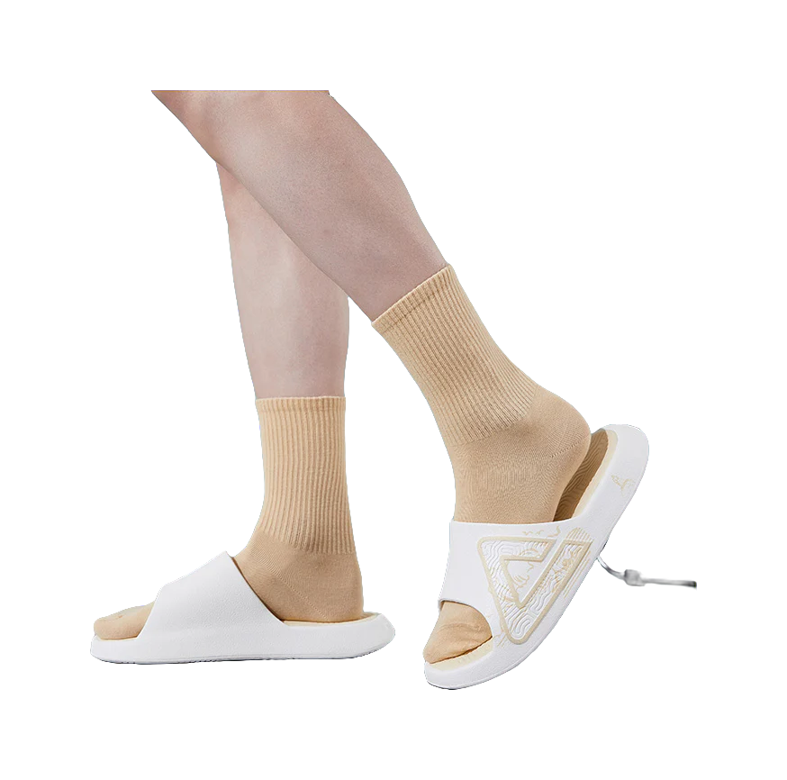 PEAK State Pole Classic Drag Quiet Slip-Resistant Cushioned Slide Slippers Unisex White/Light Khaki - Image 6