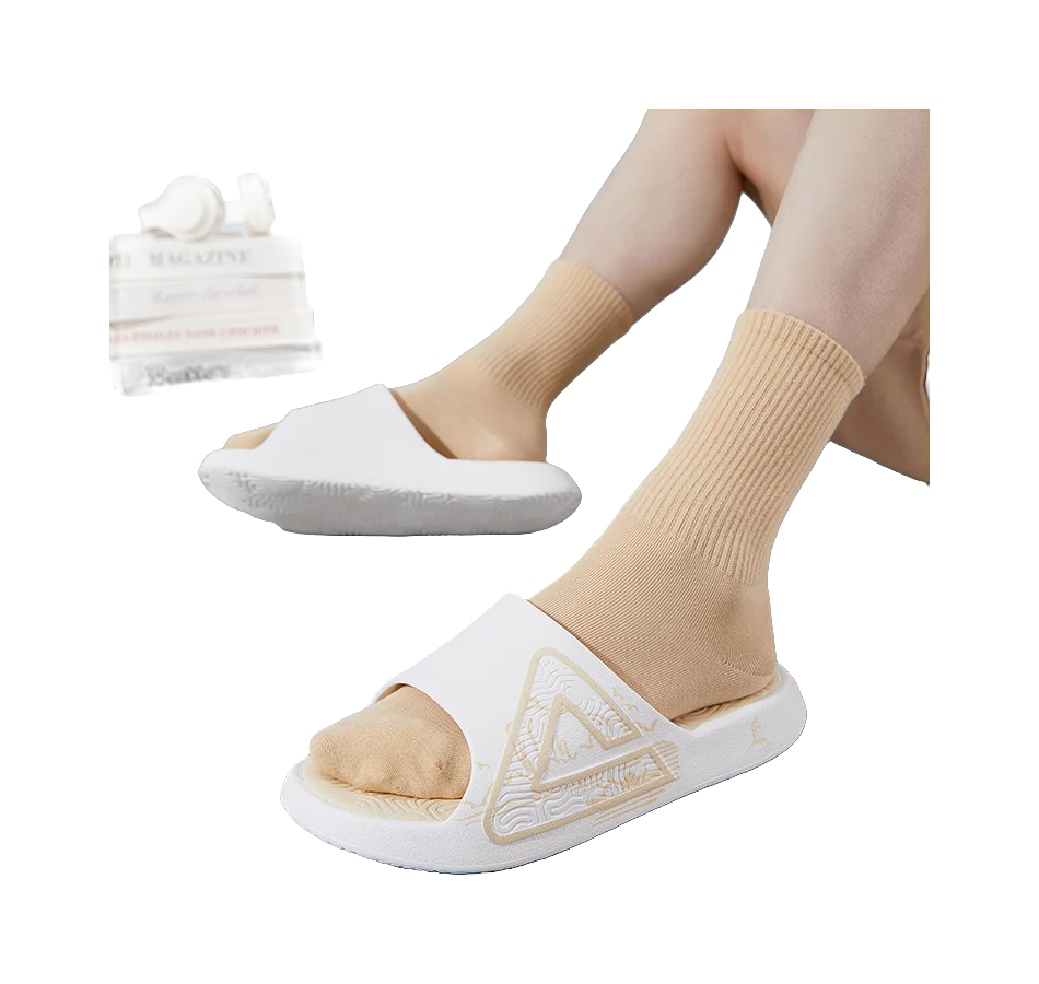 PEAK State Pole Classic Drag Quiet Slip-Resistant Cushioned Slide Slippers Unisex White/Light Khaki - Image 7