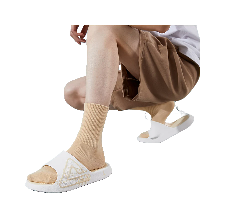 PEAK State Pole Classic Drag Quiet Slip-Resistant Cushioned Slide Slippers Unisex White/Light Khaki - Image 8