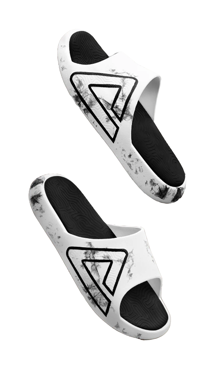 PEAK Tai Ji 1.0 Unisex Slip Resistant Slide Slippers - Quiet Comfort (White/Black) - Image 3