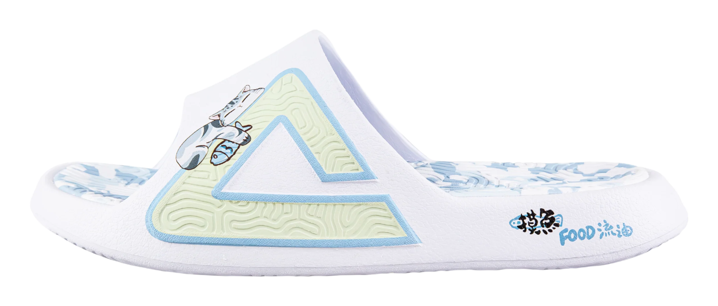 PEAK Tai Ji 1.0 Unisex Slippers - Quiet, Odor & Abrasion Resistant - White/Blue