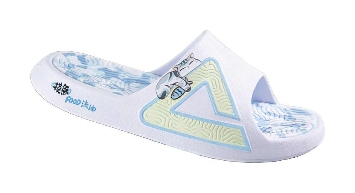 PEAK Tai Ji 1.0 Unisex Slippers - Quiet, Odor & Abrasion Resistant - White/Blue - Image 2