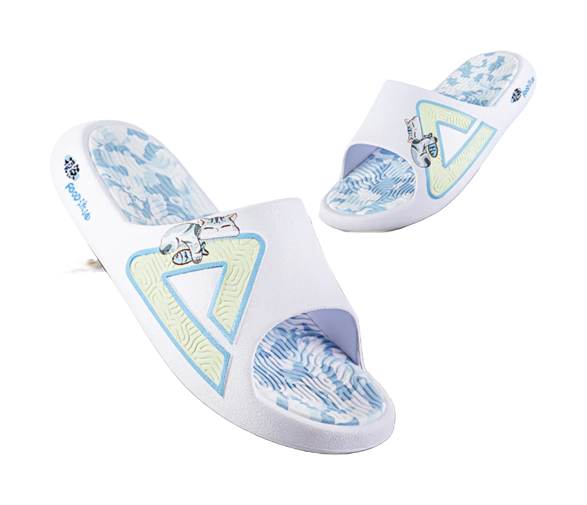 PEAK Tai Ji 1.0 Unisex Slippers - Quiet, Odor & Abrasion Resistant - White/Blue - Image 3