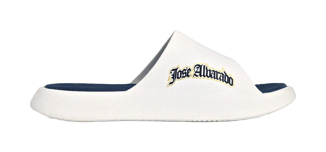 PEAK Tai Ji 1.0 Unisex EVA Slide Slippers - Quiet, Slip & Odor Resistant - Ecru/Light Blue - Image 2