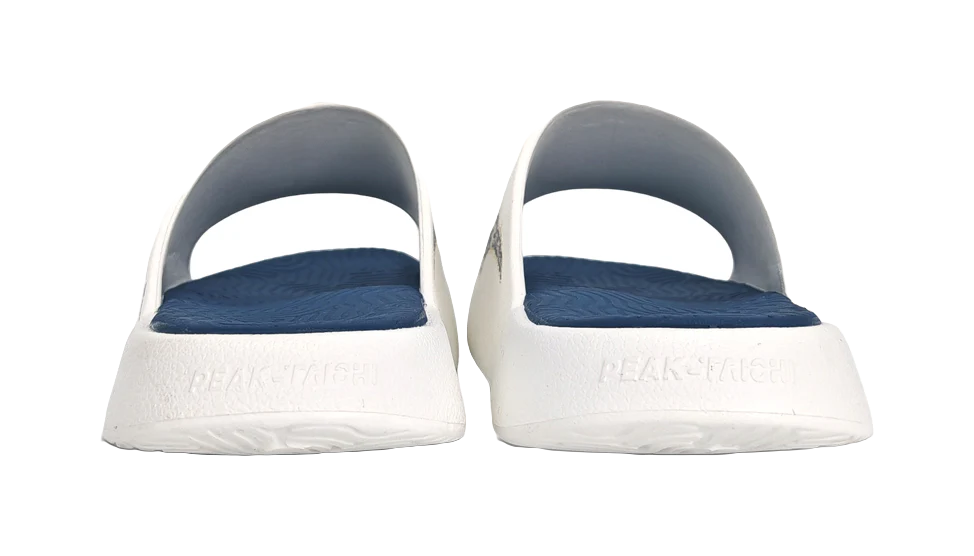 PEAK Tai Ji 1.0 Unisex EVA Slide Slippers - Quiet, Slip & Odor Resistant - Ecru/Light Blue - Image 4