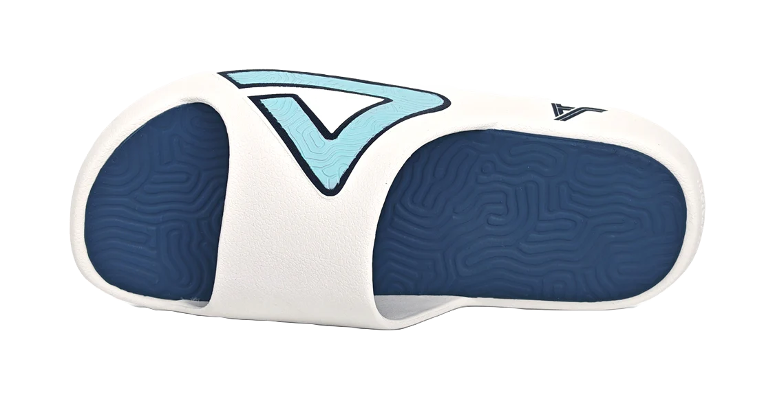PEAK Tai Ji 1.0 Unisex EVA Slide Slippers - Quiet, Slip & Odor Resistant - Ecru/Light Blue - Image 5