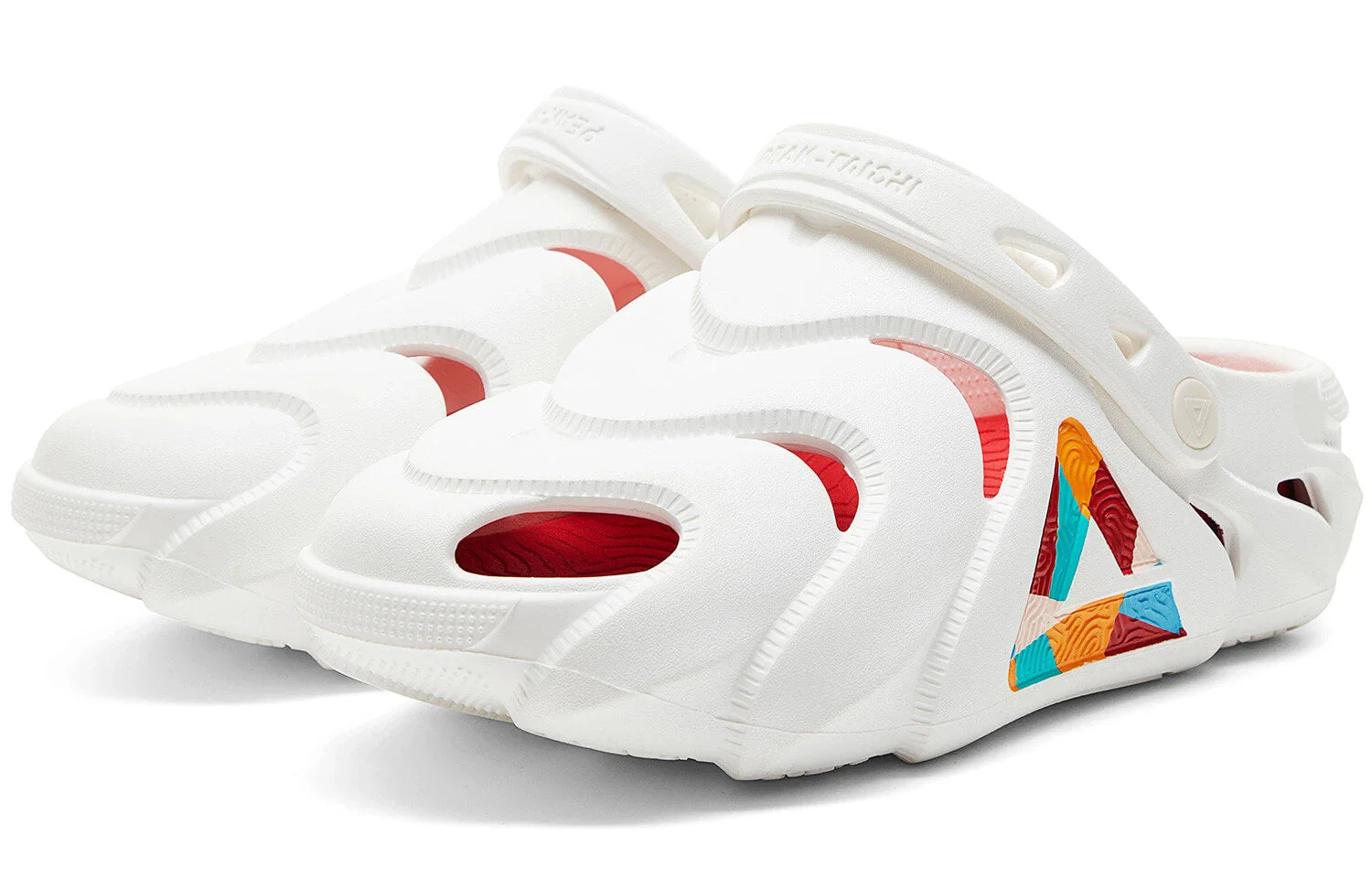PEAK Men's Taichi Kunpeng Clog Sandals - Breathable EVA Slides with Memory Foam (Ivory/Red) - Image 3