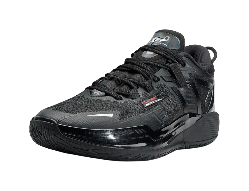 XTEP Cushioning, Slip Resistant, And Abrasion Resistant Low Top Basketball Shoes Mens Black Sun Red - Image 3
