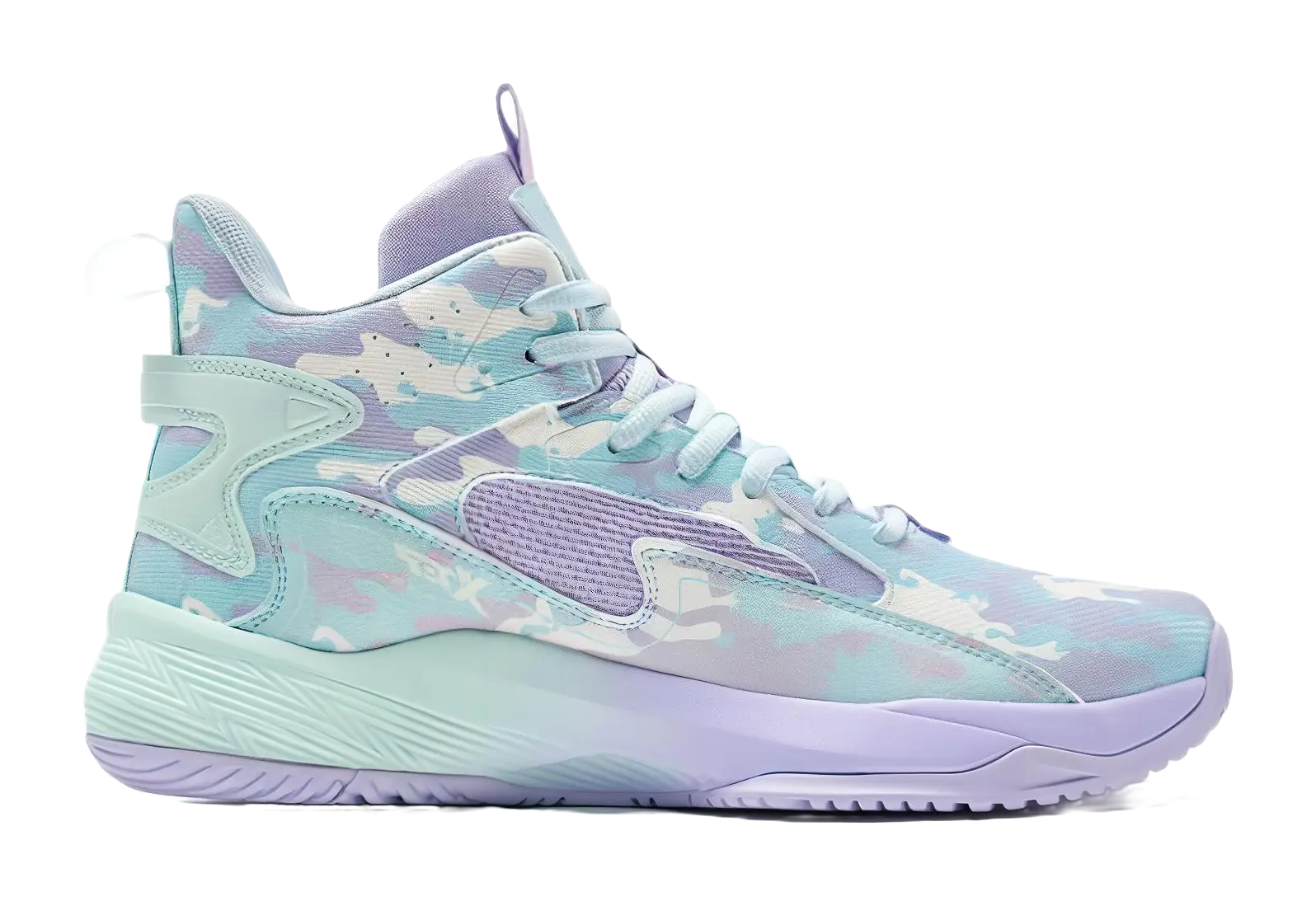 XTEP Silk Blade Men's High-Top Basketball Shoes - Shock Absorbing, Slip-Resistant, Foam Blue/Lavender Purple - Image 3