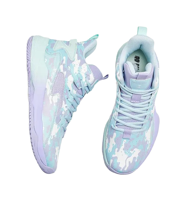 XTEP Silk Blade Men's High-Top Basketball Shoes - Shock Absorbing, Slip-Resistant, Foam Blue/Lavender Purple - Image 4