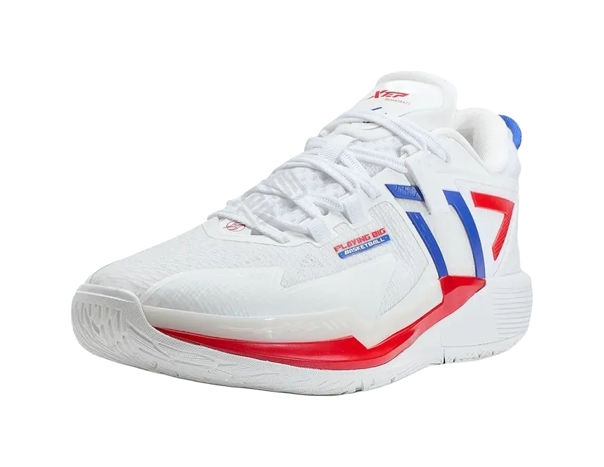 XTEP Spirit 3.0 Cushioning, Slip Resistant, Abrasion Resistant Coverage Low Top Basketball Shoes Mens White Blue - Image 3