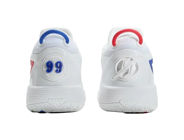 XTEP Spirit 3.0 Cushioning, Slip Resistant, Abrasion Resistant Coverage Low Top Basketball Shoes Mens White Blue - Image 6